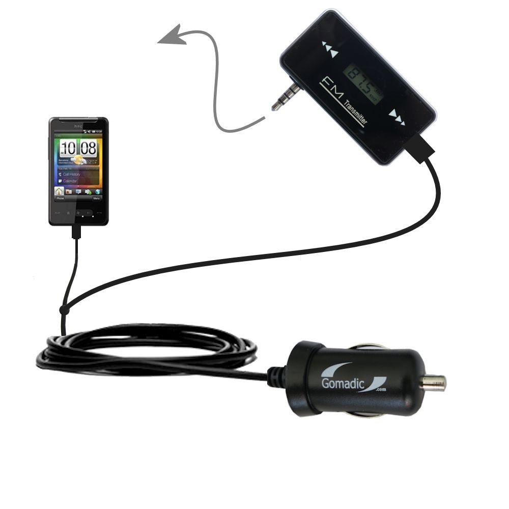 FM Transmitter Plus Car Charger compatible with the HTC HTC 7 Surround