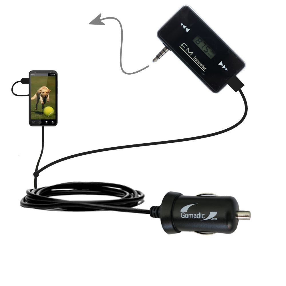 FM Transmitter Plus Car Charger compatible with the HTC HTC EVO 3D