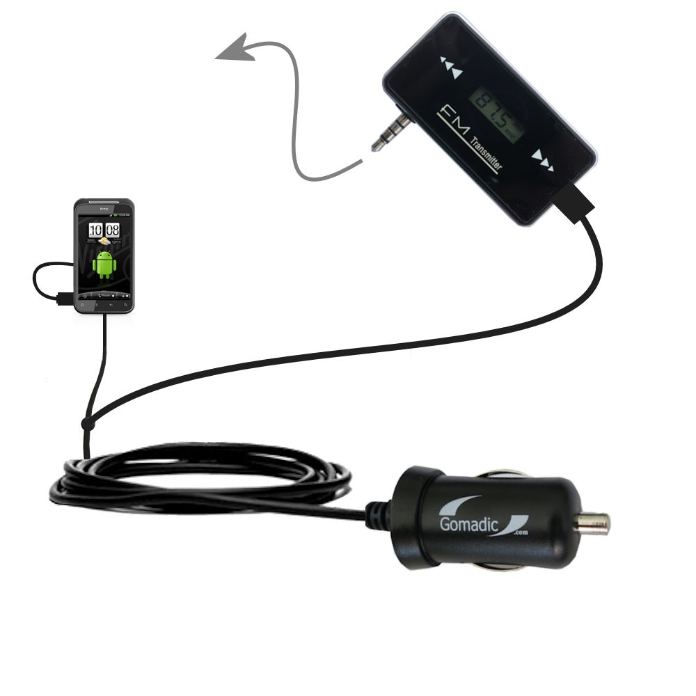 FM Transmitter Plus Car Charger compatible with the HTC Incredible HD