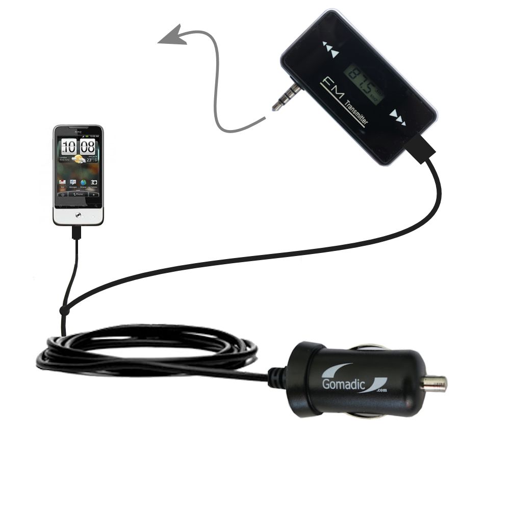 FM Transmitter Plus Car Charger compatible with the HTC Legend