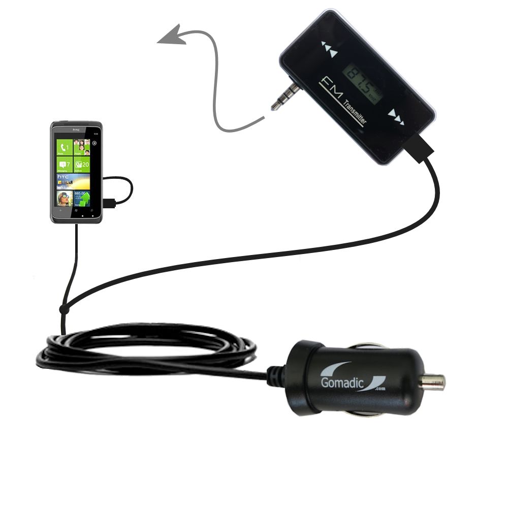 3rd Generation Powerful Audio FM Transmitter with Car Charger suitable for the HTC Mazaa - Uses Gomadic TipExchange Technology