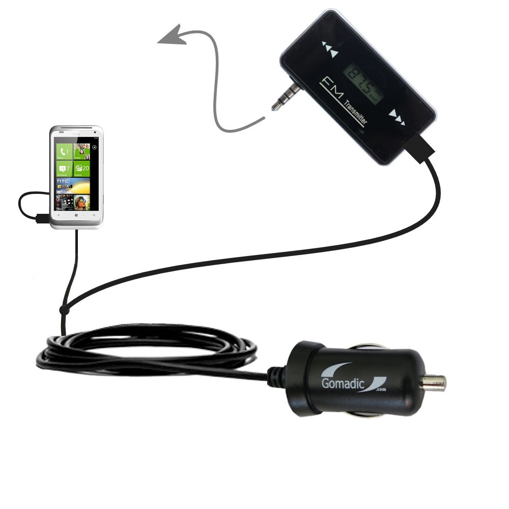 FM Transmitter Plus Car Charger compatible with the HTC Omega