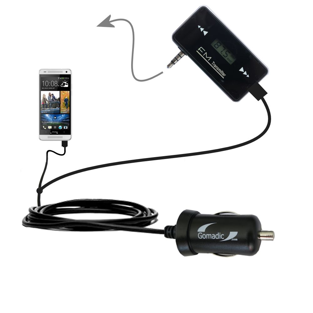 FM Transmitter Plus Car Charger compatible with the HTC One mini