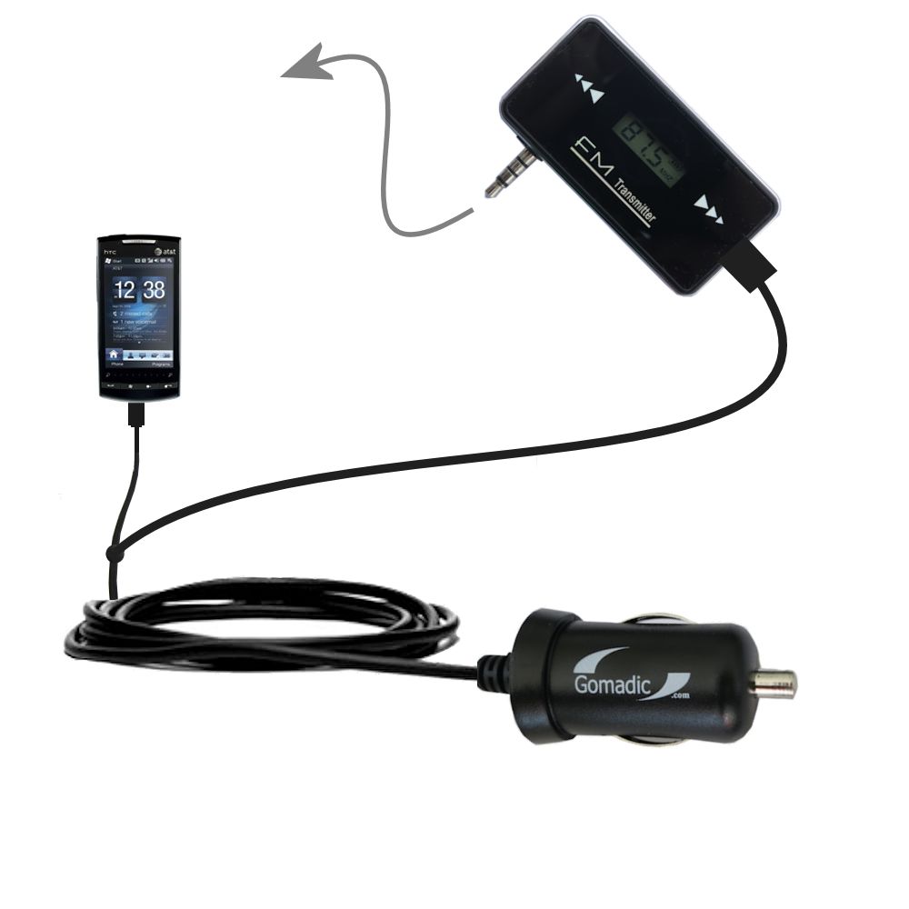 FM Transmitter Plus Car Charger compatible with the HTC Pure