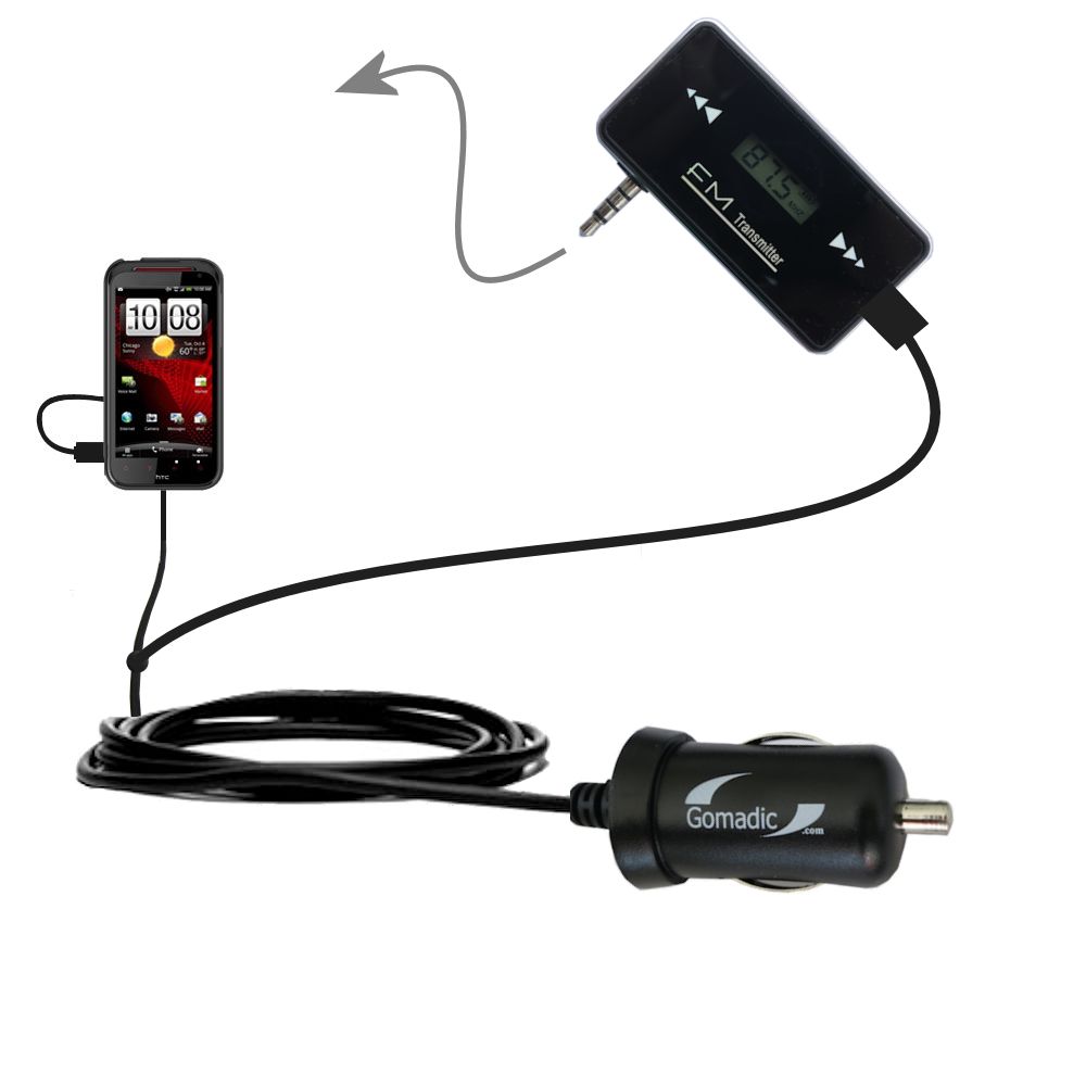 FM Transmitter Plus Car Charger compatible with the HTC Rezound