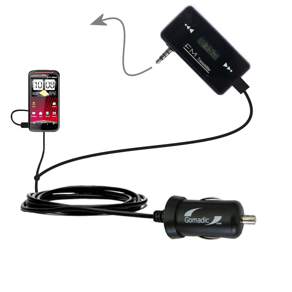 FM Transmitter Plus Car Charger compatible with the HTC Sensation XE