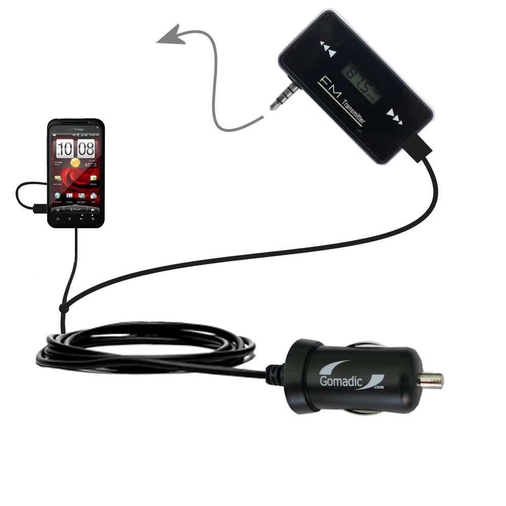 FM Transmitter Plus Car Charger compatible with the HTC ThunderBolt 2