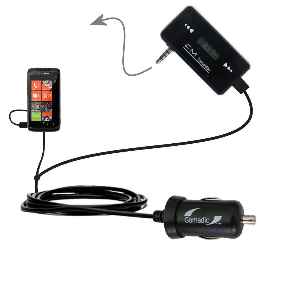 FM Transmitter Plus Car Charger compatible with the HTC Trophy