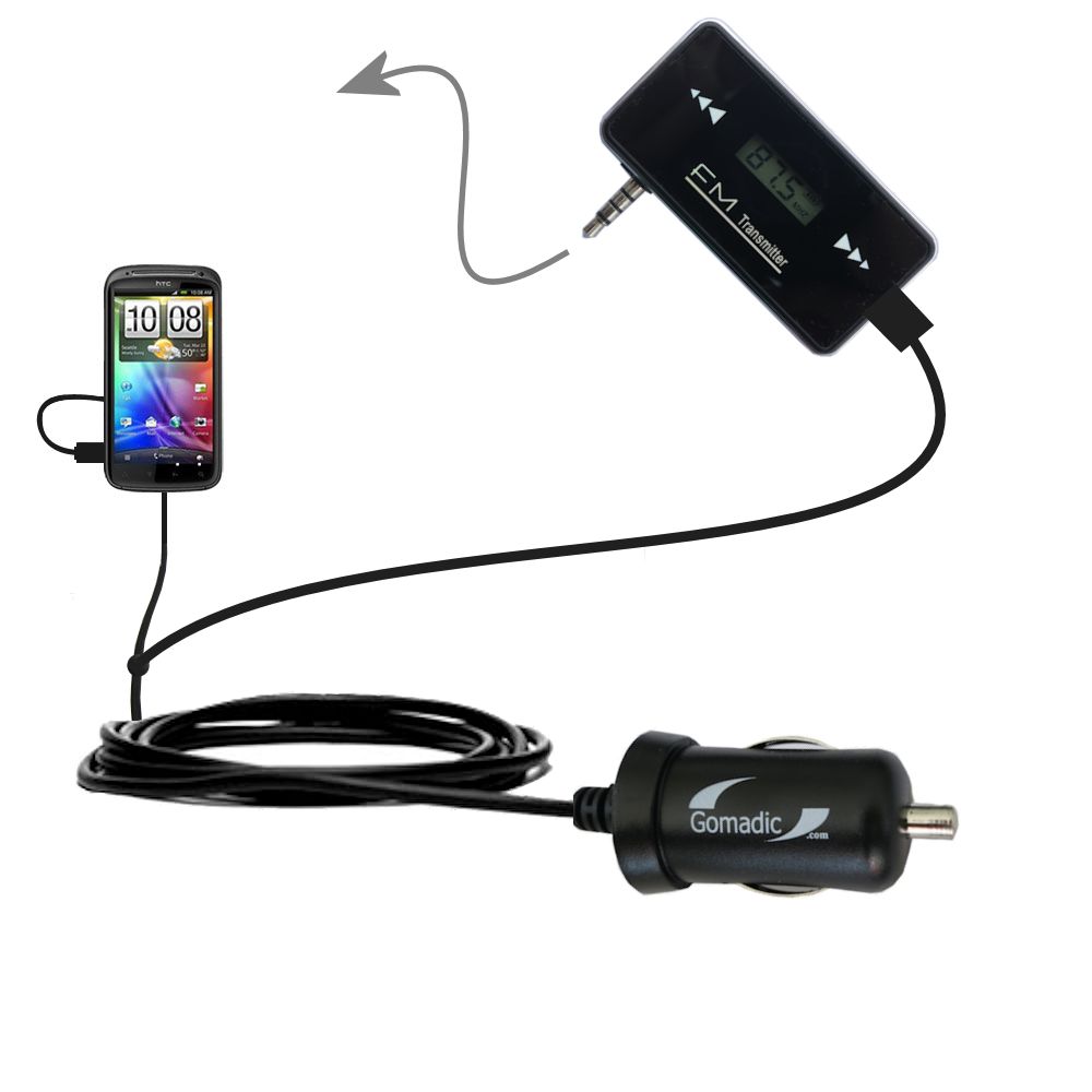 FM Transmitter Plus Car Charger compatible with the HTC Vigor