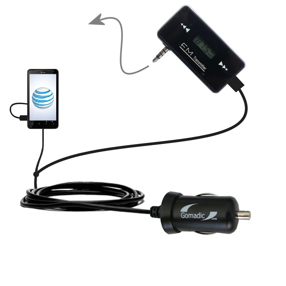 FM Transmitter Plus Car Charger compatible with the HTC Vivid