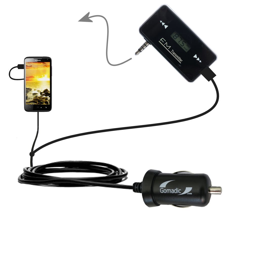 3rd Generation Powerful Audio FM Transmitter with Car Charger suitable for the Huawei Ascend D quad - Uses Gomadic TipExchange Technology