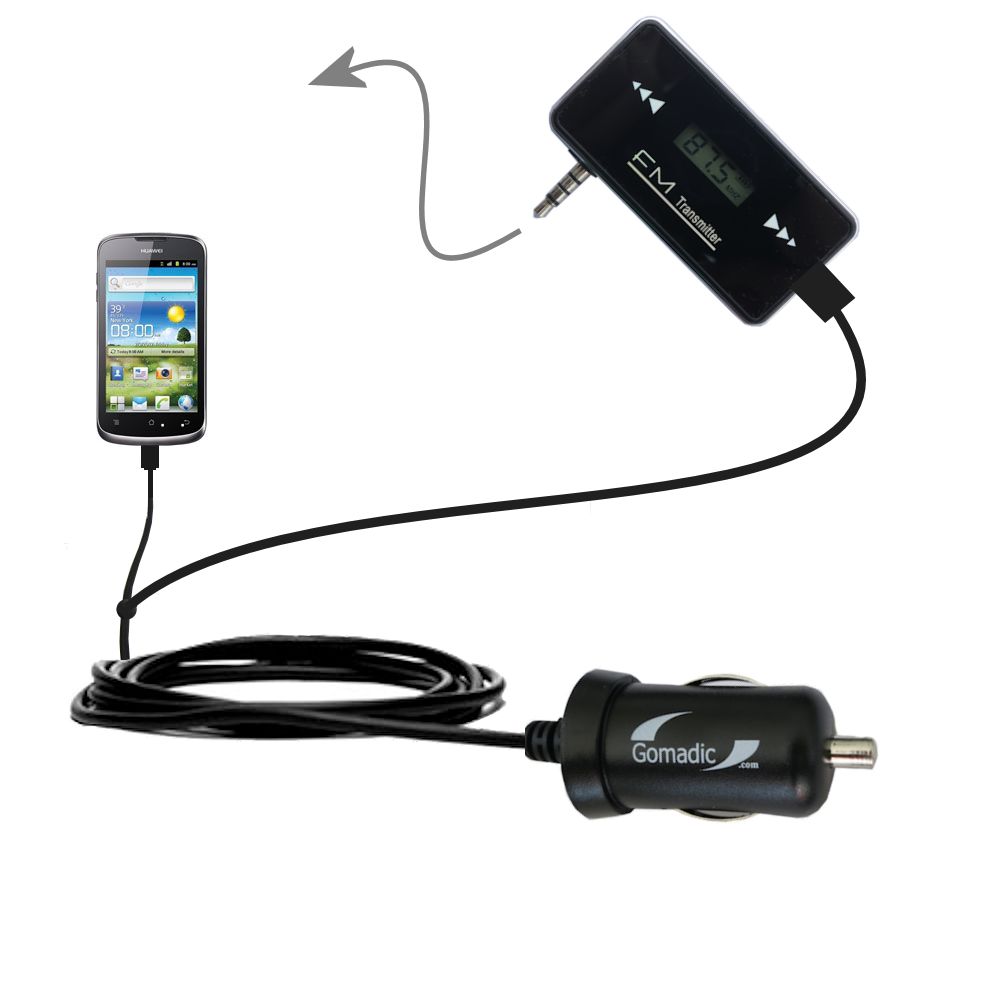 FM Transmitter Plus Car Charger compatible with the Huawei Ascend G300