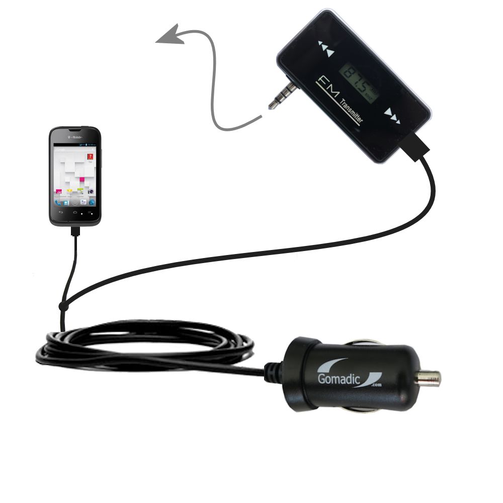 FM Transmitter Plus Car Charger compatible with the Huawei Prism II