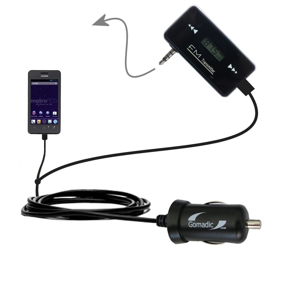 FM Transmitter Plus Car Charger compatible with the Huawei Valiant