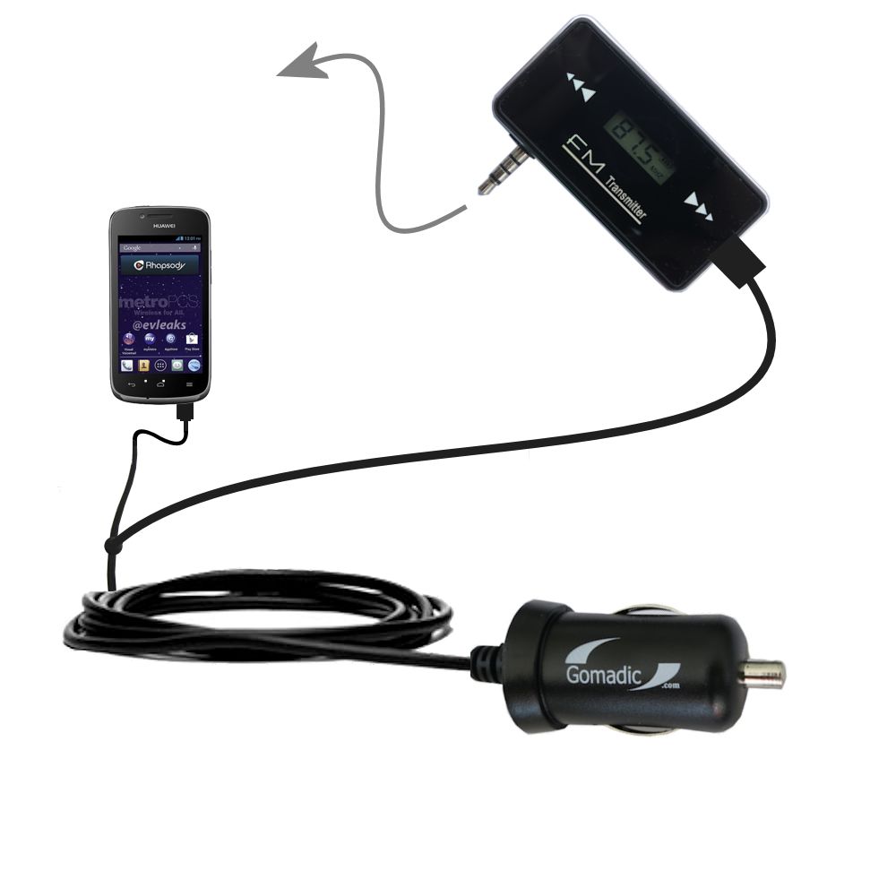 FM Transmitter Plus Car Charger compatible with the Huawei Vitria