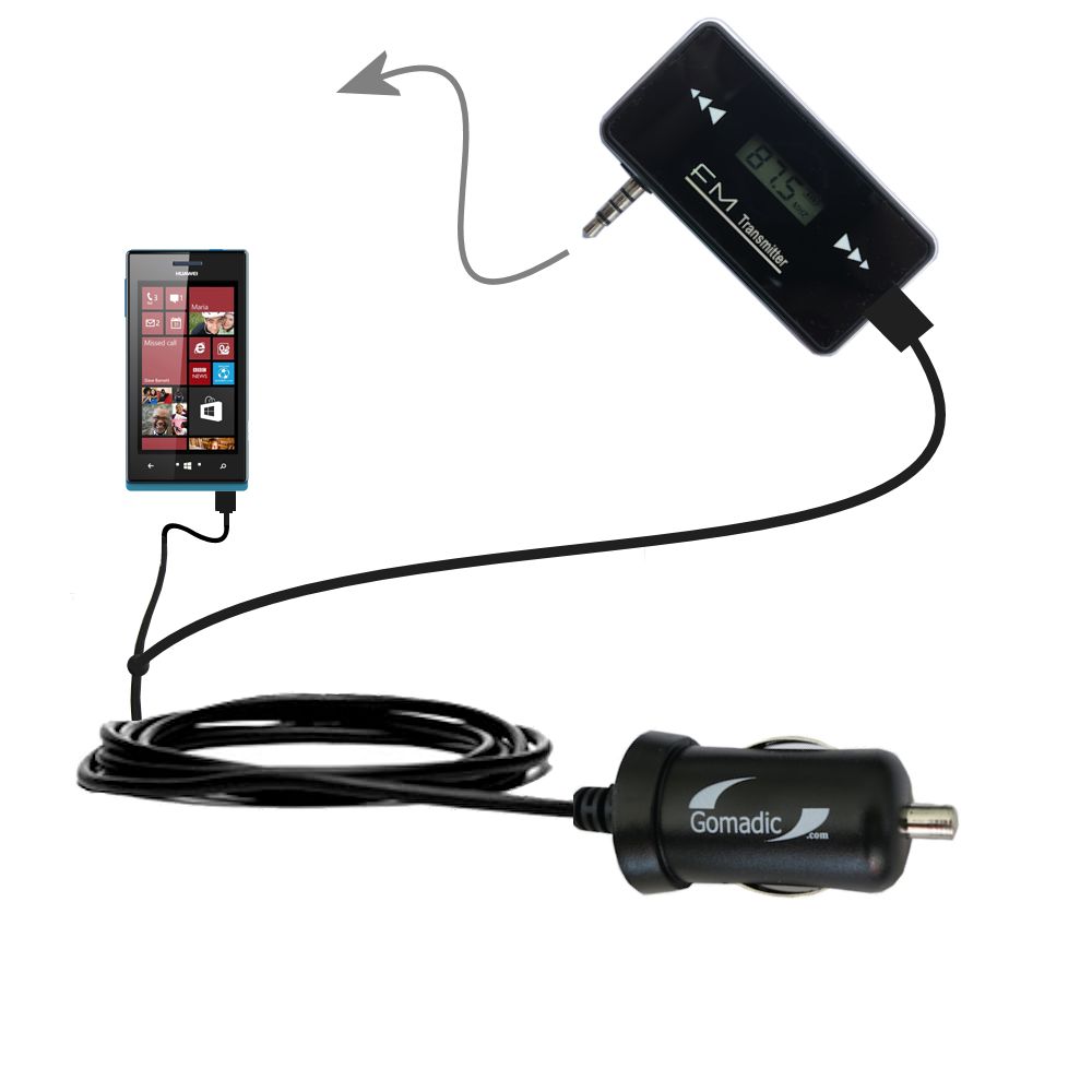 FM Transmitter Plus Car Charger compatible with the Huawei W1