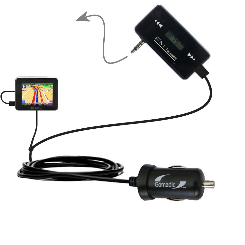 FM Transmitter Plus Car Charger compatible with the iNAV Intellinav 1