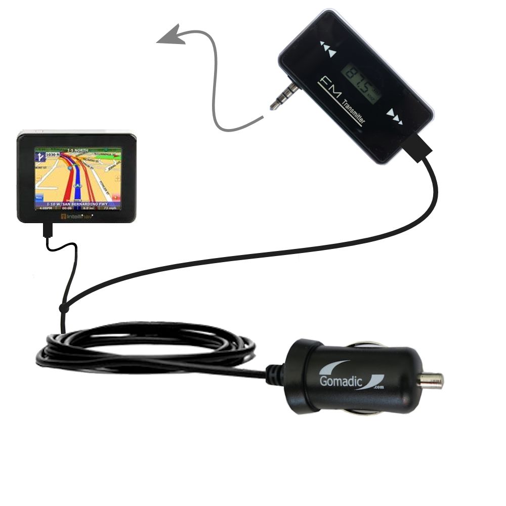 FM Transmitter Plus Car Charger compatible with the iNAV Intellinav 2 3