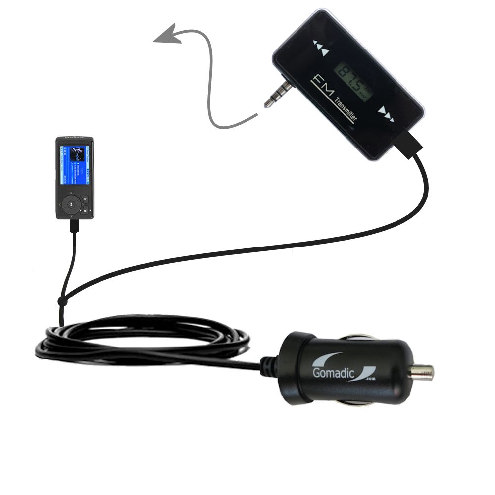 FM Transmitter Plus Car Charger compatible with the Insignia 2GB MP3 Player