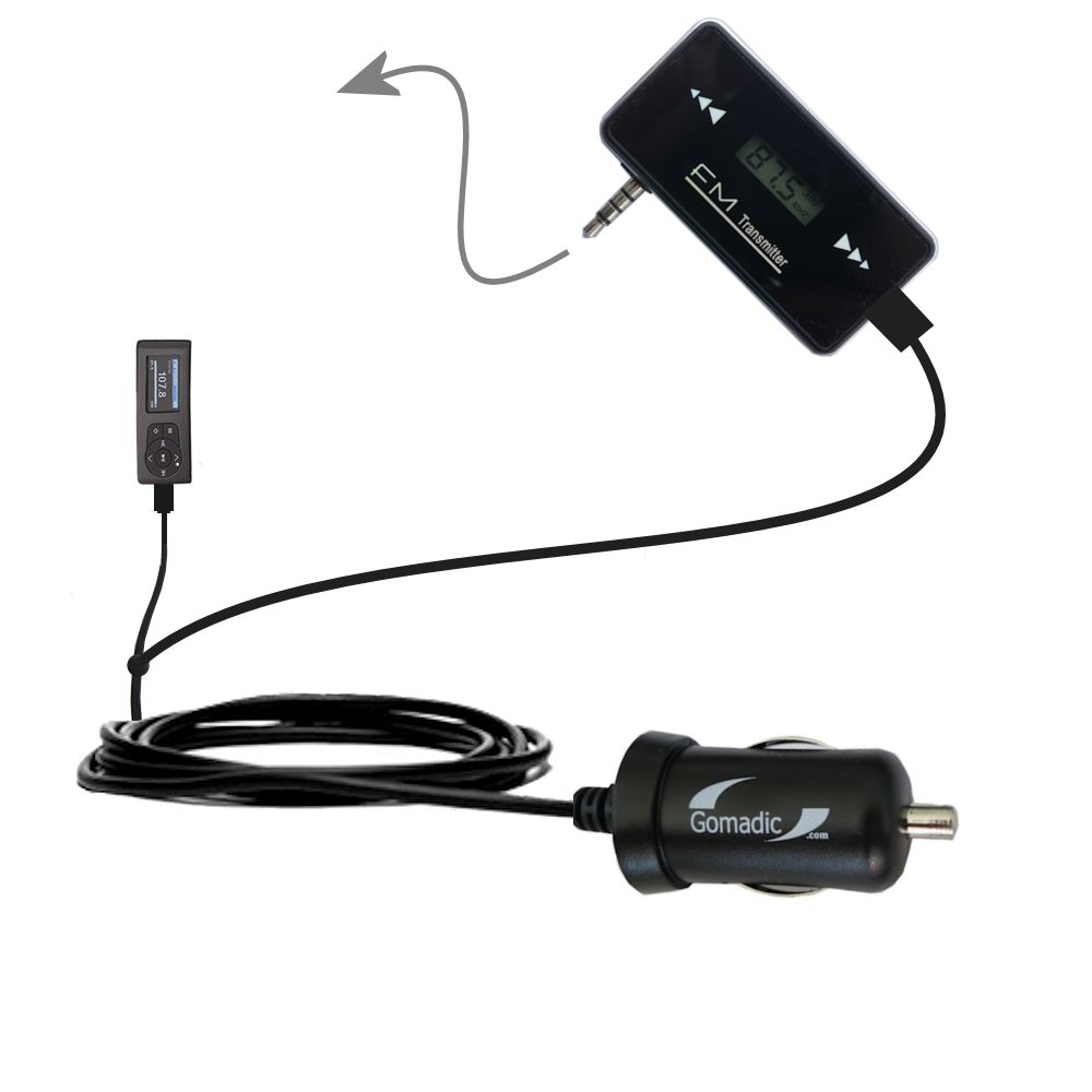 FM Transmitter Plus Car Charger compatible with the Insignia MP3 Player