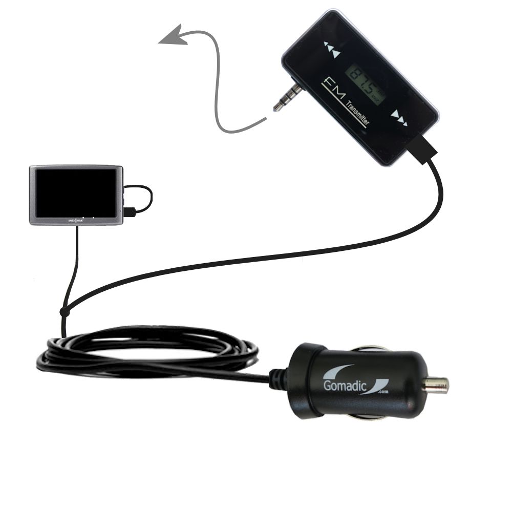 3rd Generation Powerful Audio FM Transmitter with Car Charger suitable for the Insignia NS-CNV10 - Uses Gomadic TipExchange Technology