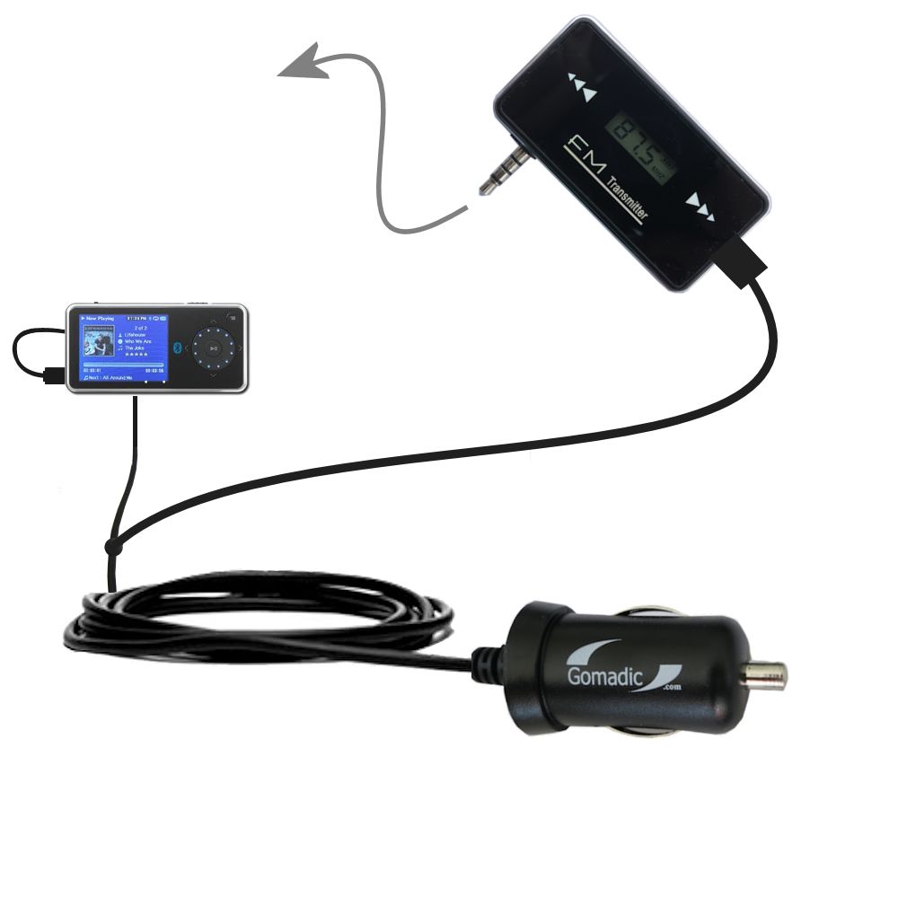 FM Transmitter Plus Car Charger compatible with the Insignia Pilot 4GB NS-4V24