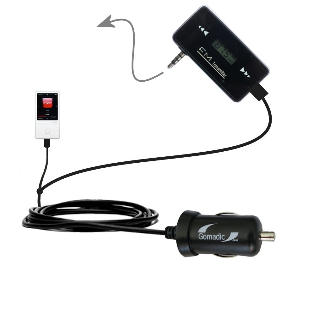 FM Transmitter Plus Car Charger compatible with the iRiver E100