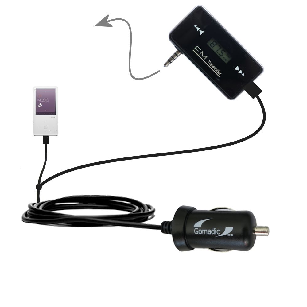 FM Transmitter Plus Car Charger compatible with the iRiver E150
