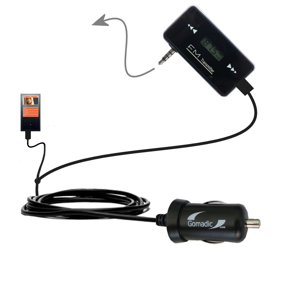 FM Transmitter Plus Car Charger compatible with the iRiver E200