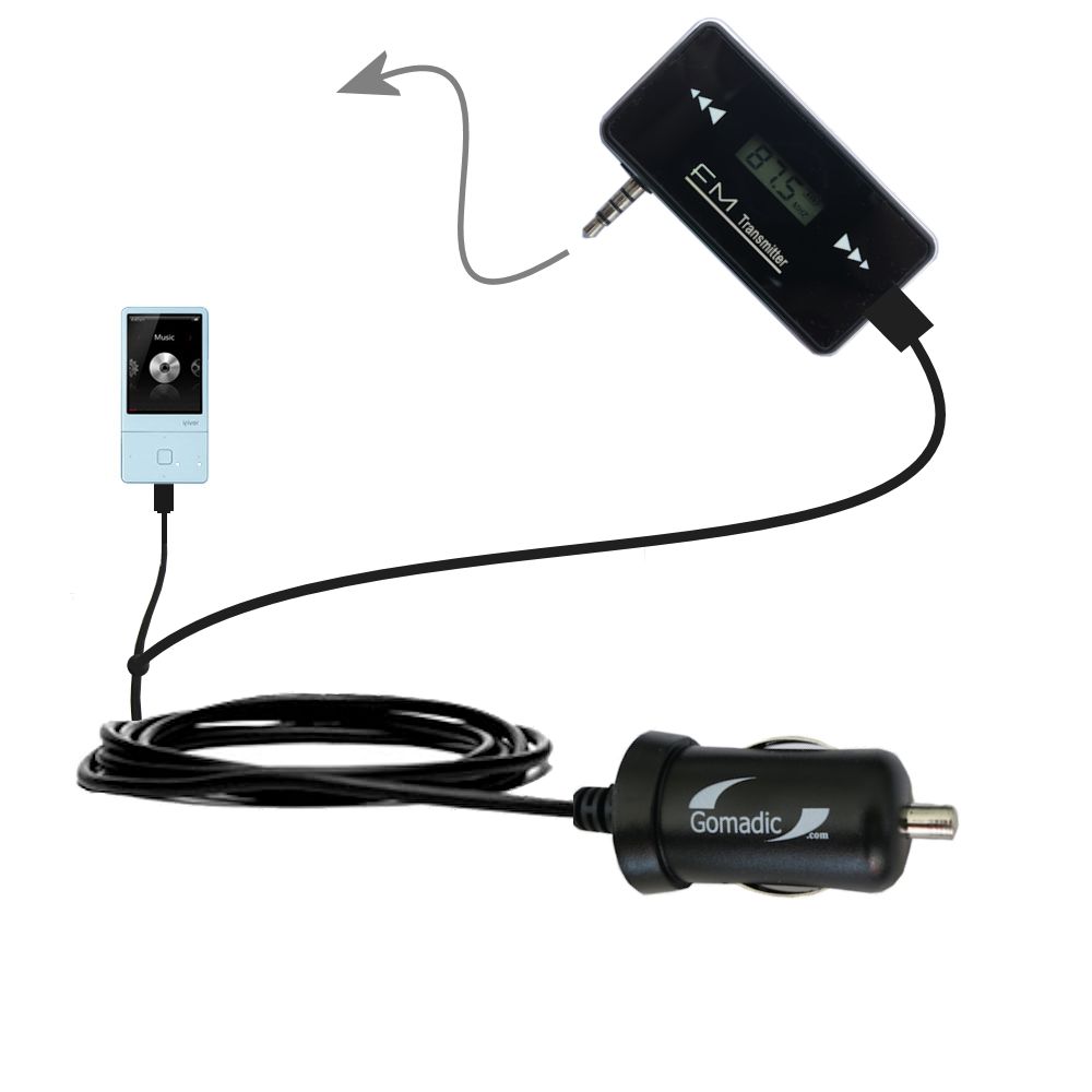 FM Transmitter Plus Car Charger compatible with the iRiver E300