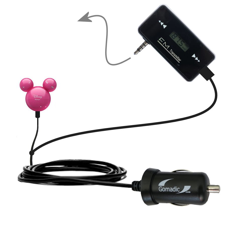 FM Transmitter Plus Car Charger compatible with the iRiver Mplayer