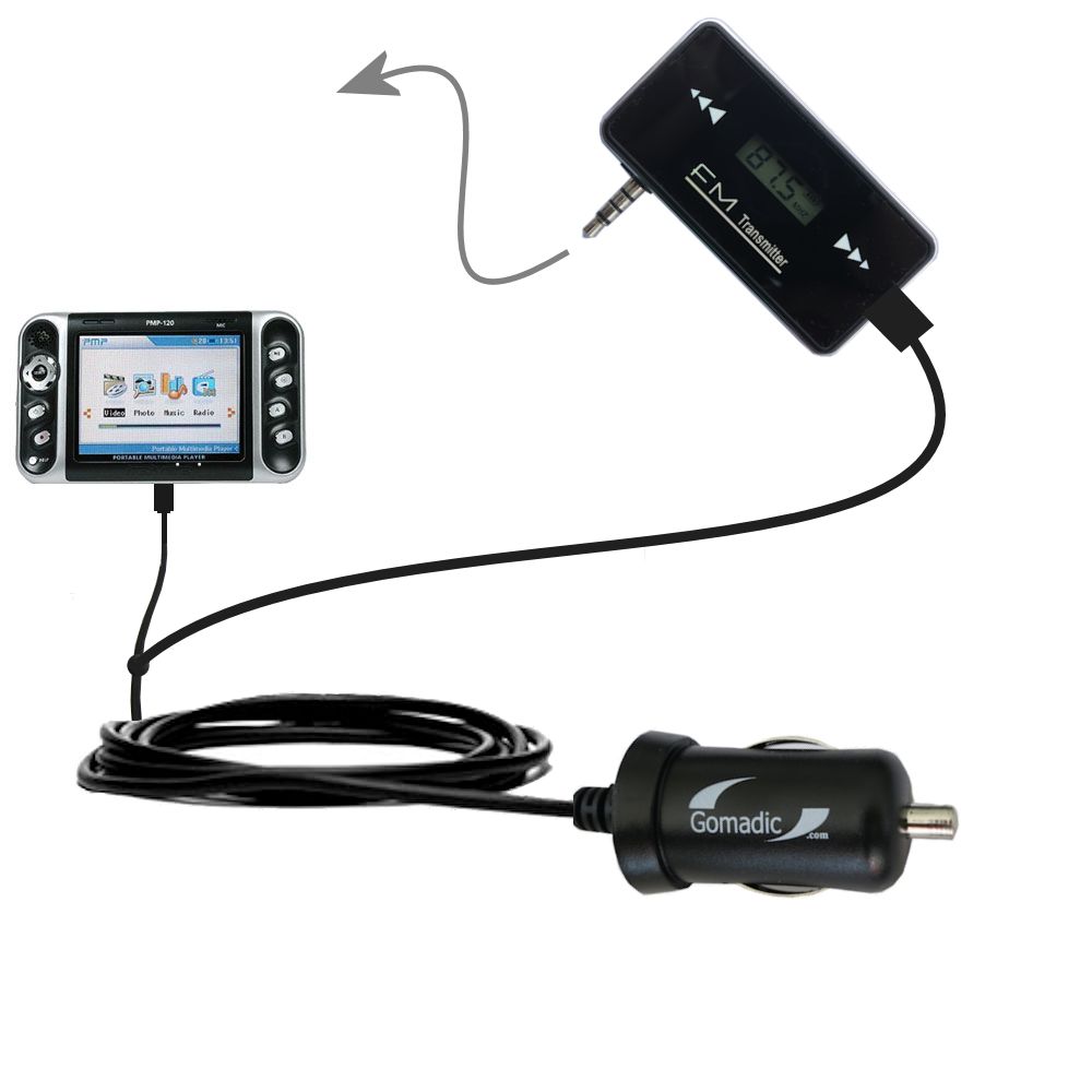 FM Transmitter Plus Car Charger compatible with the iRiver PMP-100