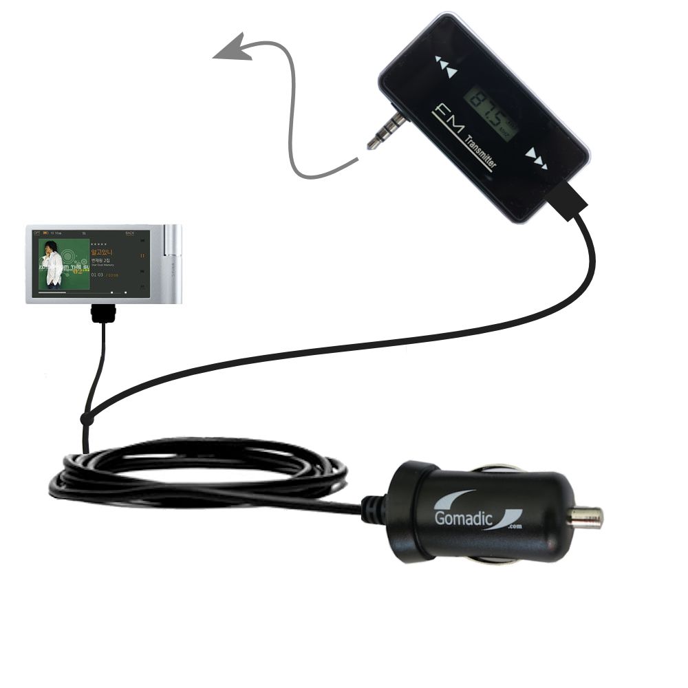 FM Transmitter Plus Car Charger compatible with the iRiver Spinn