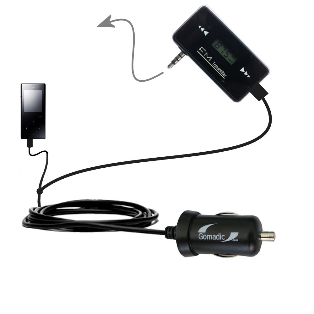 FM Transmitter Plus Car Charger compatible with the iRiver T6