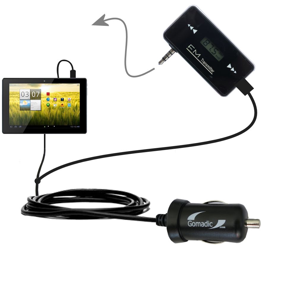 FM Transmitter Plus Car Charger compatible with the Kocaso M1070