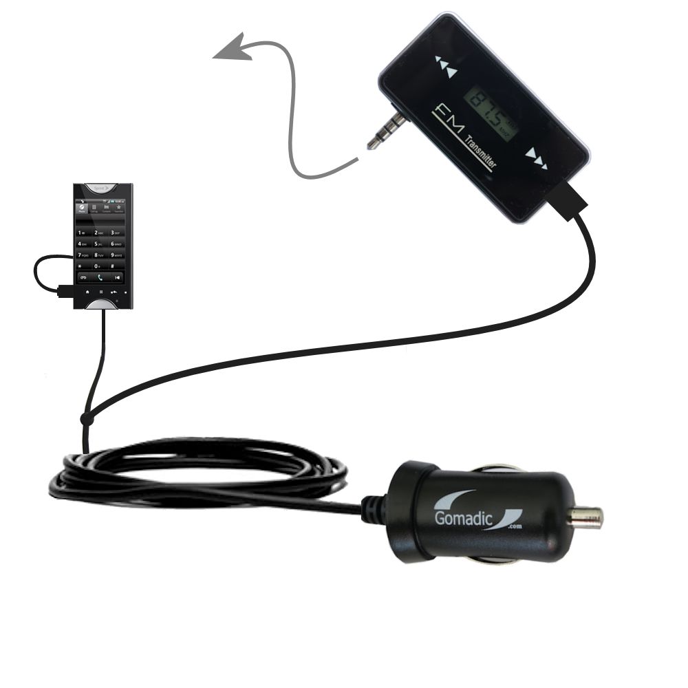 FM Transmitter Plus Car Charger compatible with the Kyocera Echo