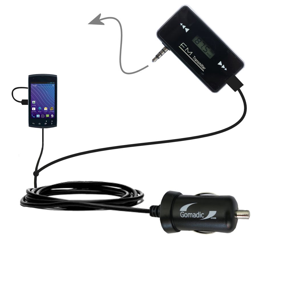 FM Transmitter Plus Car Charger compatible with the Kyocera Rise