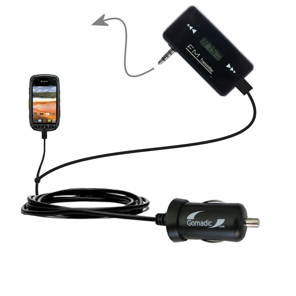 FM Transmitter Plus Car Charger compatible with the Kyocera Torque