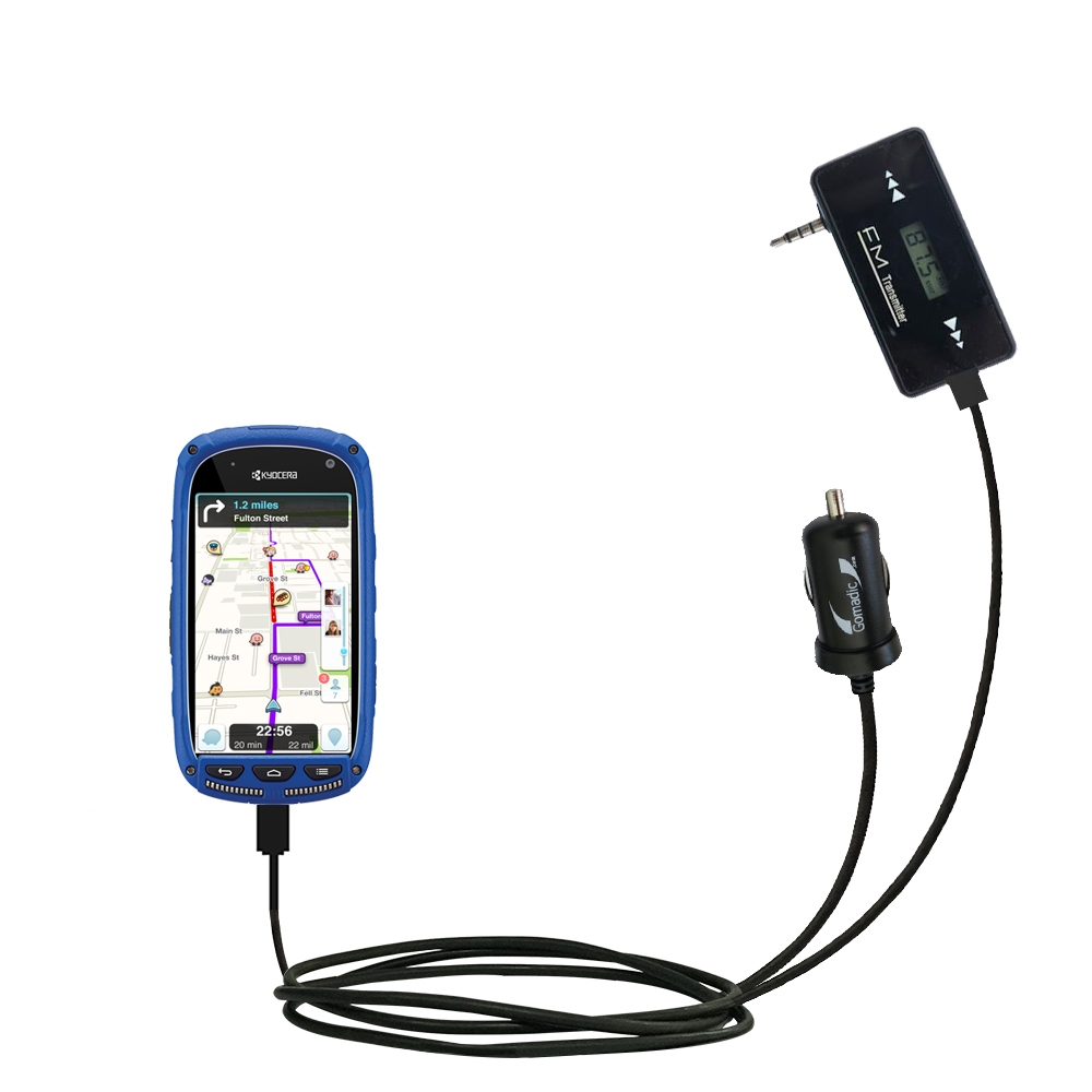 FM Transmitter Plus Car Charger compatible with the Kyocera Torque XT