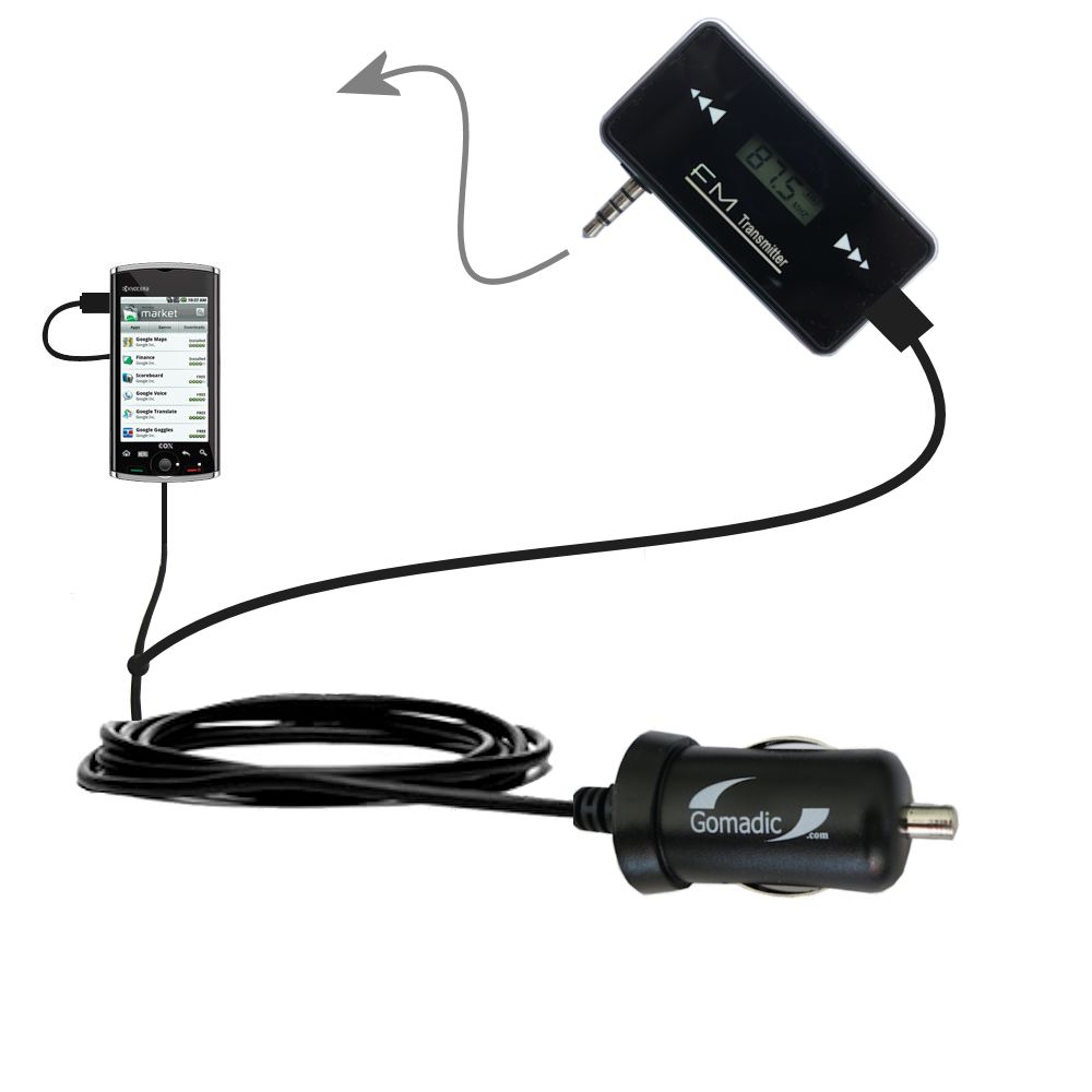 FM Transmitter Plus Car Charger compatible with the Kyocera Zio M6000