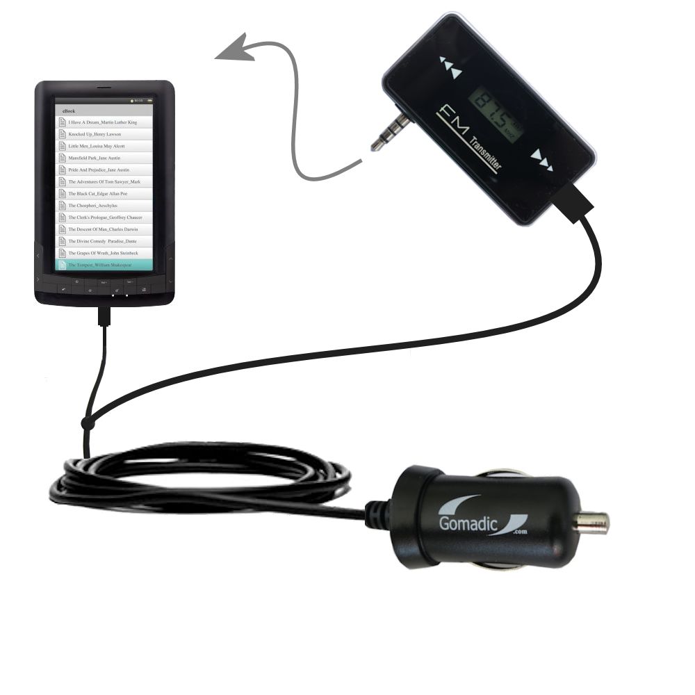 FM Transmitter Plus Car Charger compatible with the Laser Ebook EB7C