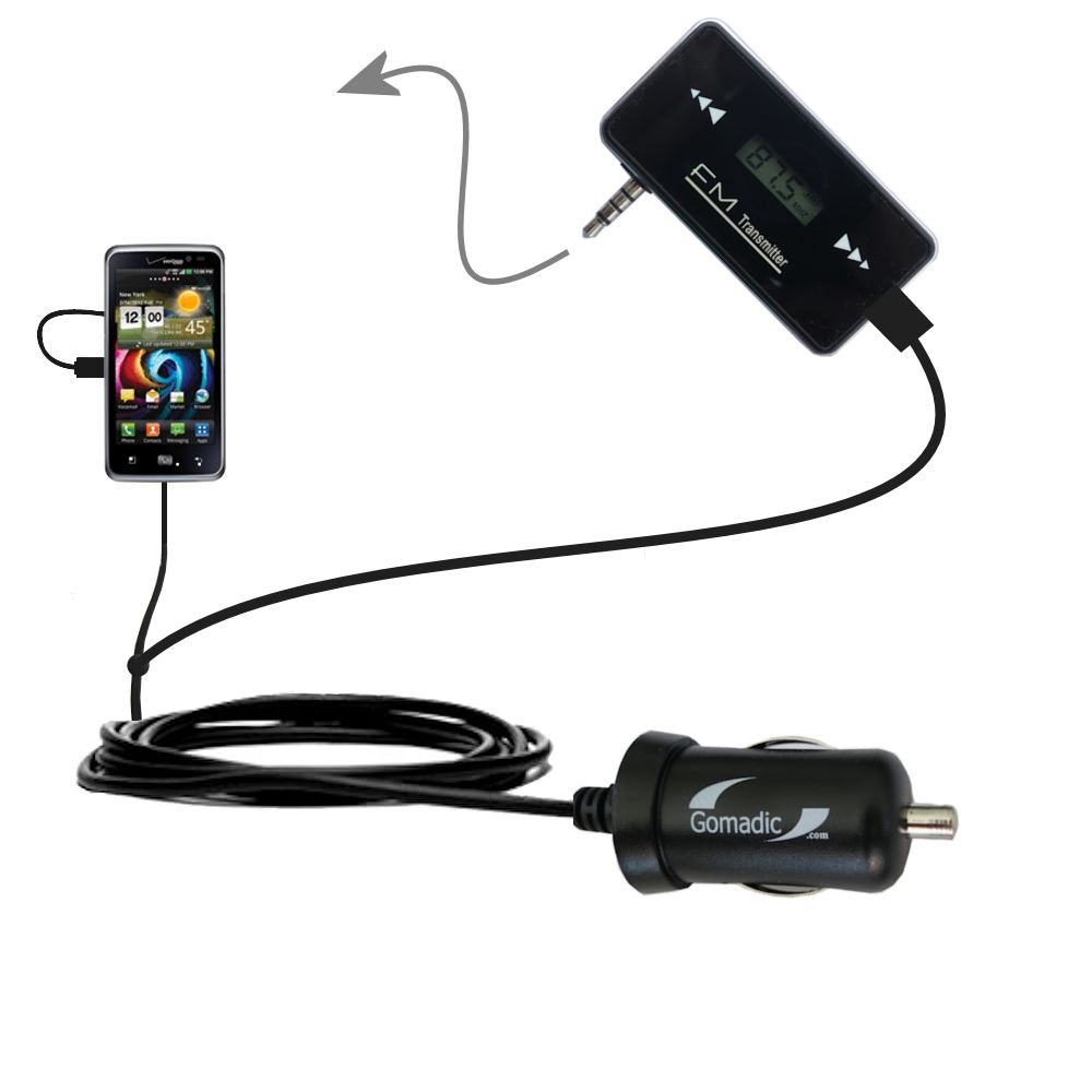 FM Transmitter Plus Car Charger compatible with the LG Bryce