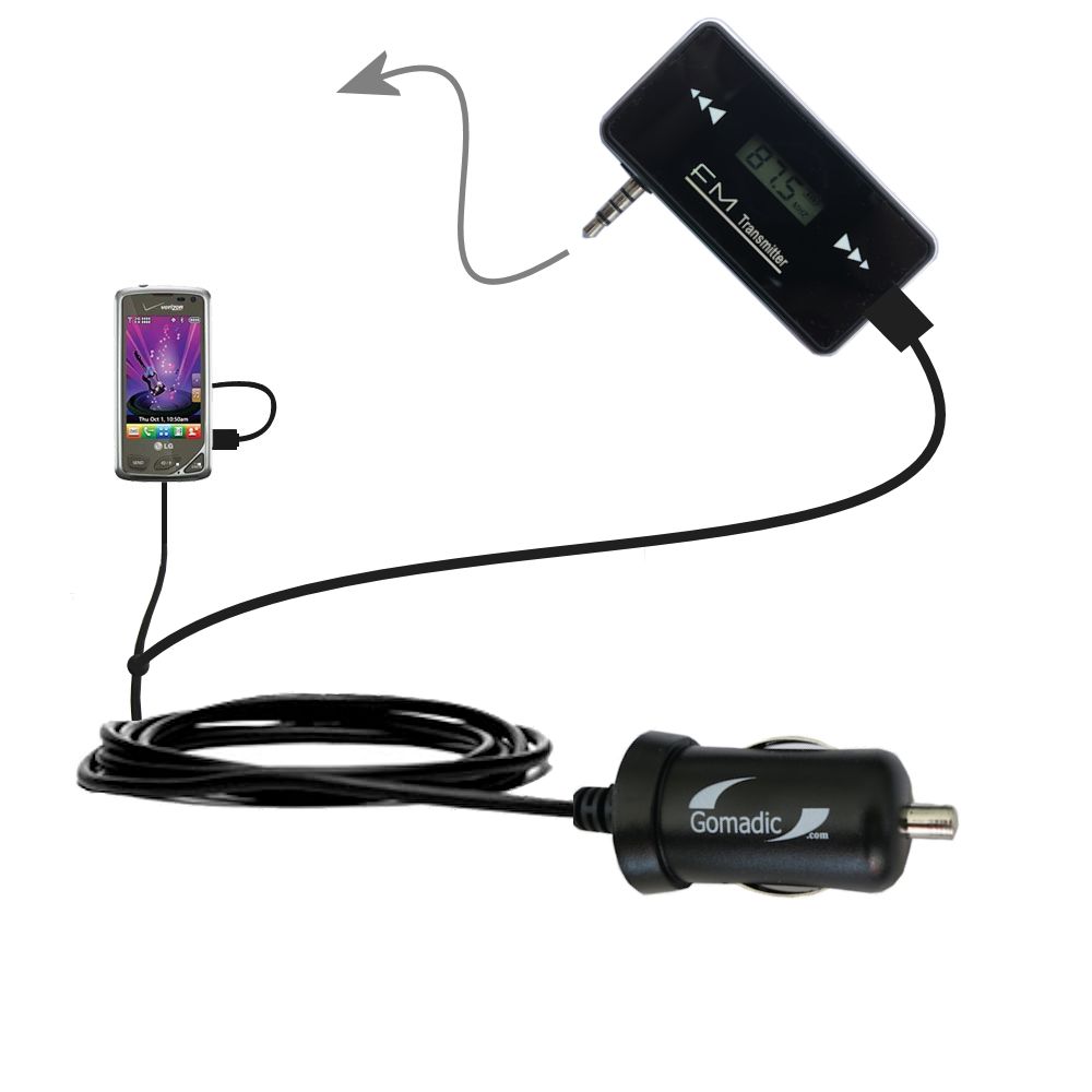 FM Transmitter Plus Car Charger compatible with the LG Chocolate Touch VX8575