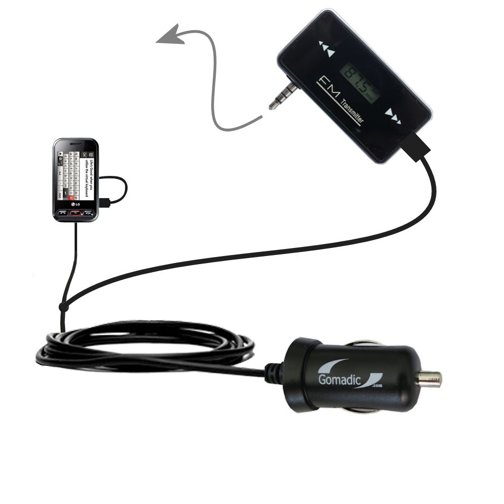 FM Transmitter Plus Car Charger compatible with the LG Cookie 3G