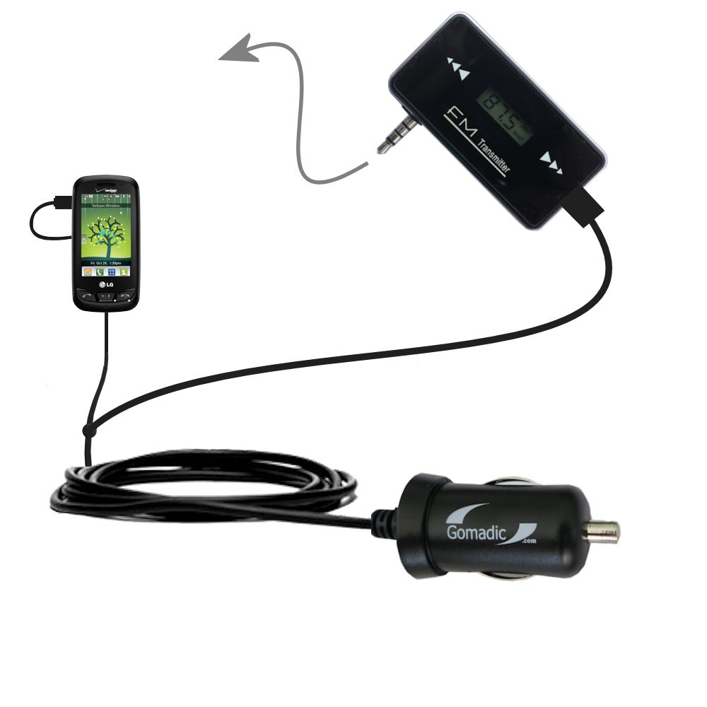 FM Transmitter Plus Car Charger compatible with the LG Cosmos Touch