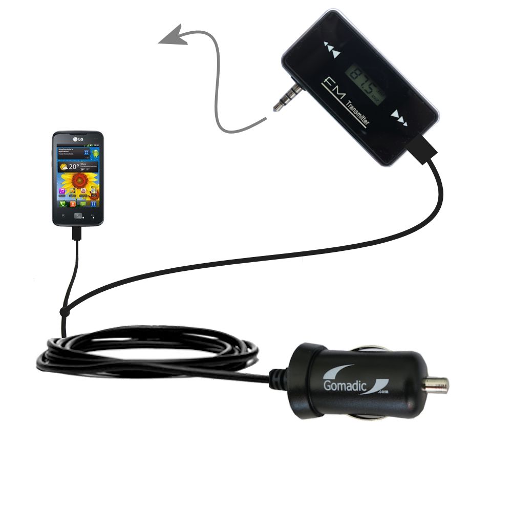 FM Transmitter Plus Car Charger compatible with the LG E510