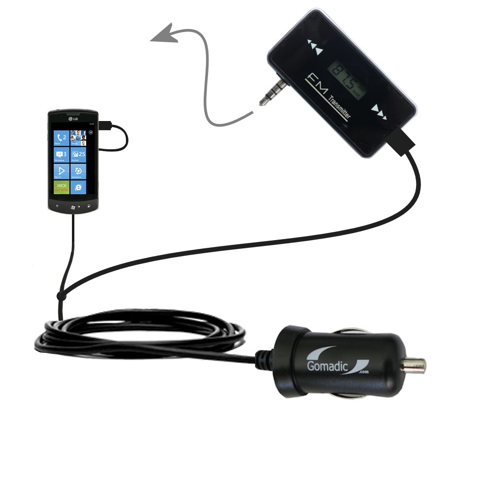 FM Transmitter Plus Car Charger compatible with the LG E900h