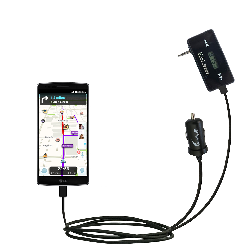 FM Transmitter Plus Car Charger compatible with the LG Flex 2