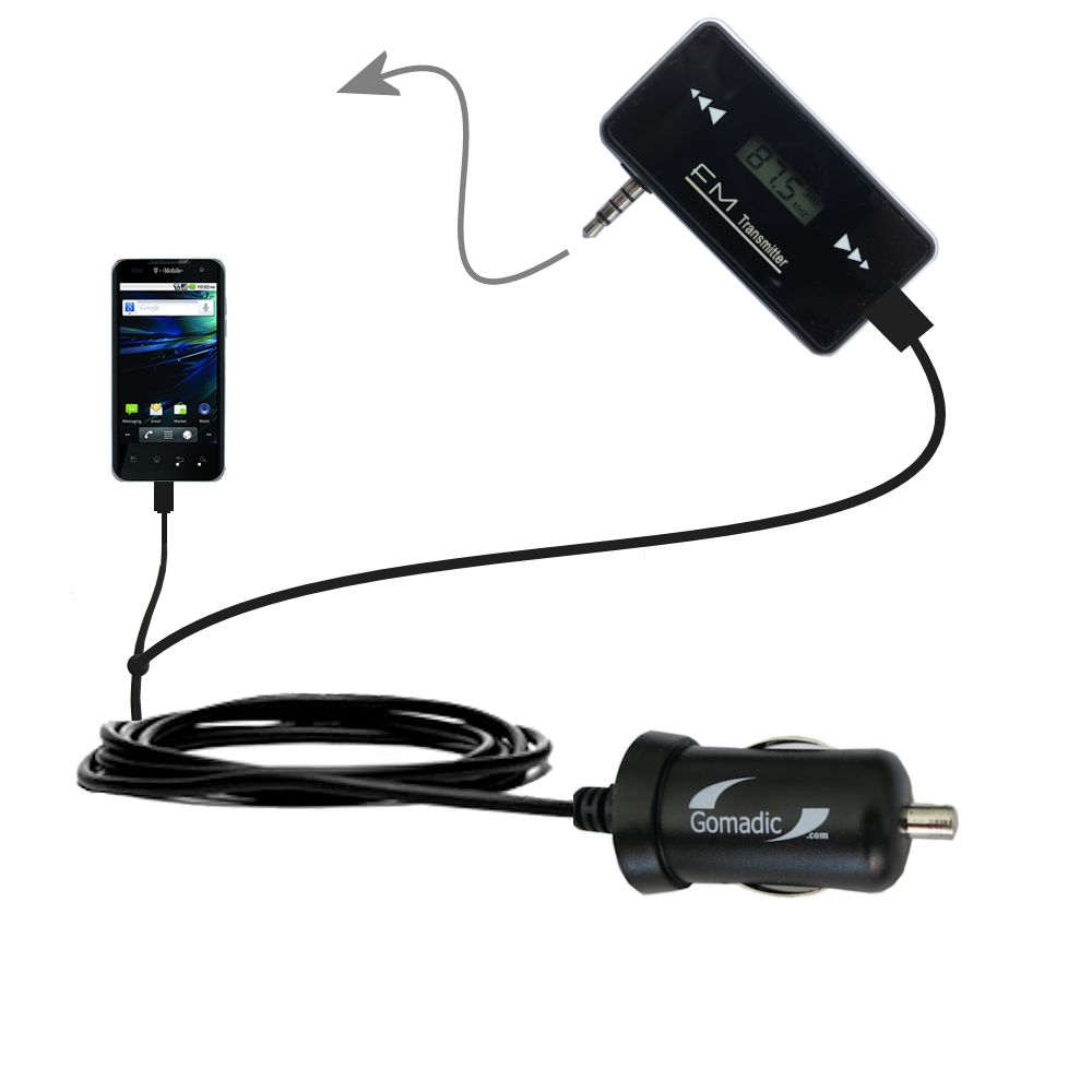 3rd Generation Powerful Audio FM Transmitter with Car Charger suitable for the LG G2x - Uses Gomadic TipExchange Technology