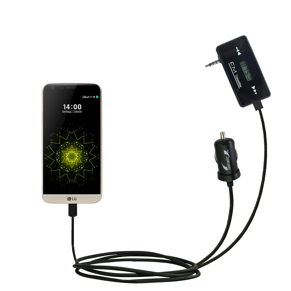 FM Transmitter Plus Car Charger compatible with the LG G5